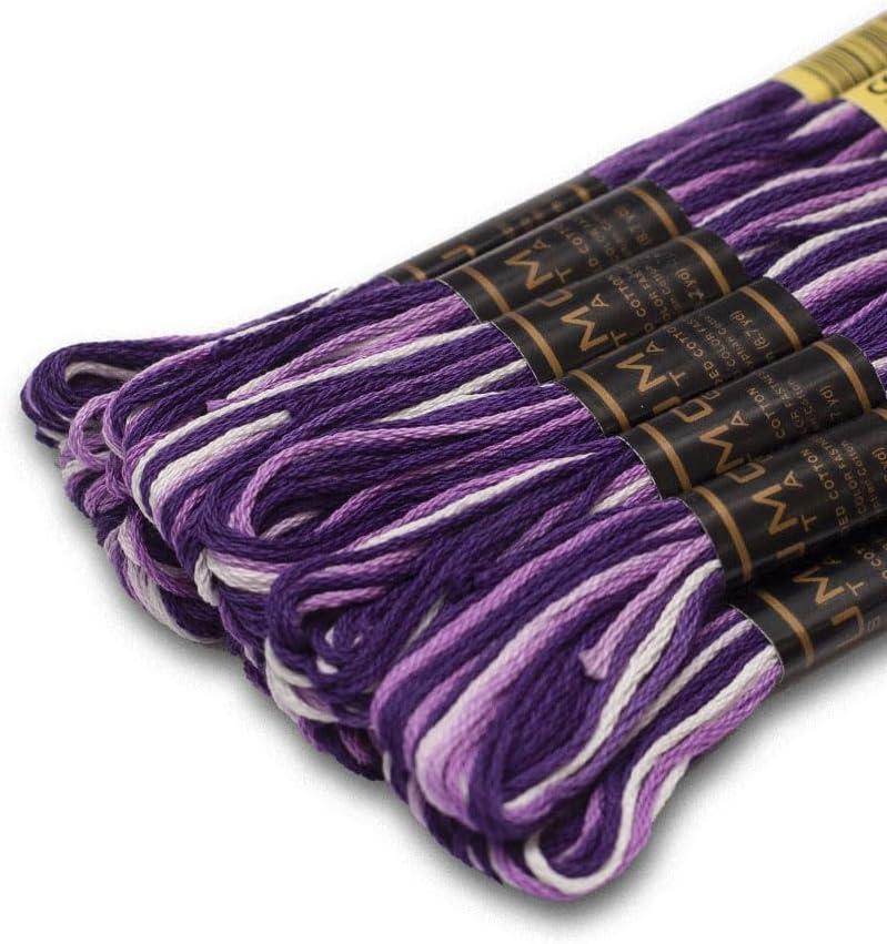 UMC STAG Pack of 12 Premium Embroidery Thread | 100% Egyptian Cotton Premium Skeins | Cross Stitch Embroidery Floss | Oeko TEX Certified | Ideal for Arts & Crafts (Dark Purple Variegated 1235) - Image 2